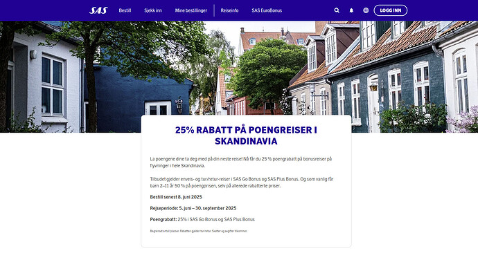 Eurobonus med 25% rabatt på poengreiser